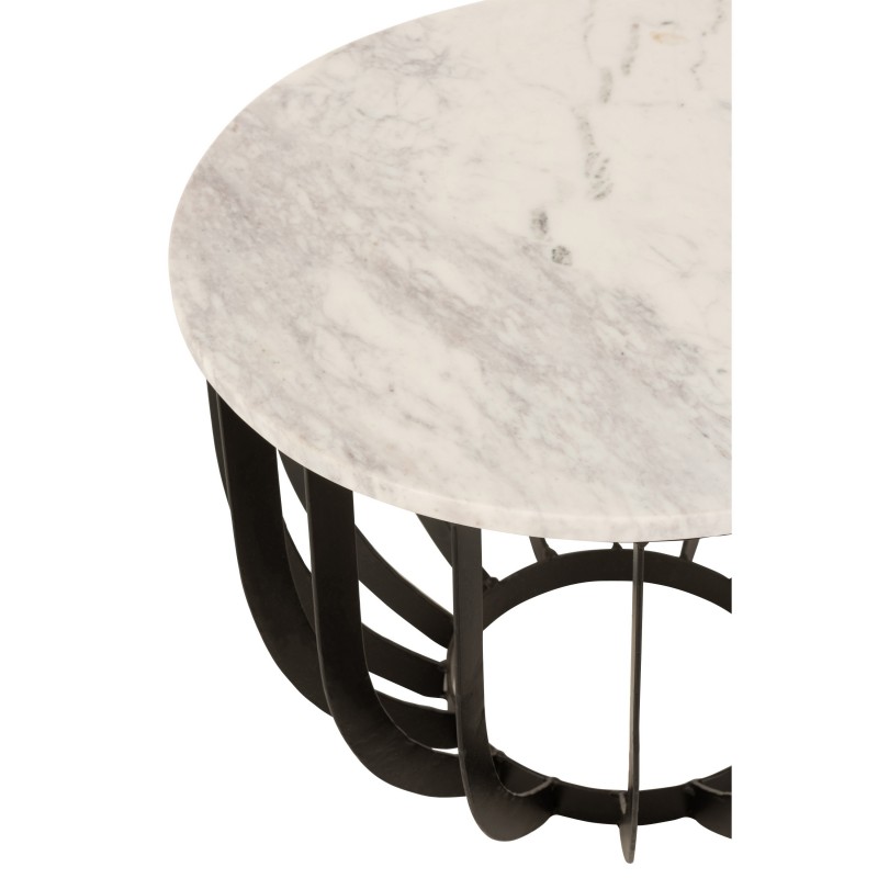 SIDETABLE  FIFTY WHITE MARBLE BLACK METAL BASE 50 - CAFE, SIDE TABLES